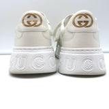 Gucci GG Embossed Low Top Sneakers White Leather Size 38.5