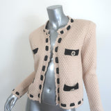 L'Agence Astor Contrast-Trim Cardigan Beige Cotton-Wool Size Extra Small NEW