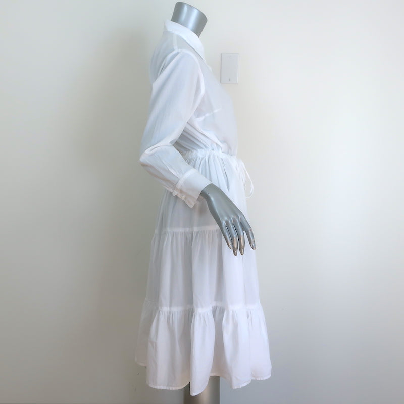 A Shirt Thing Scarlet Tiered Shirt Dress White Cotton Size Small