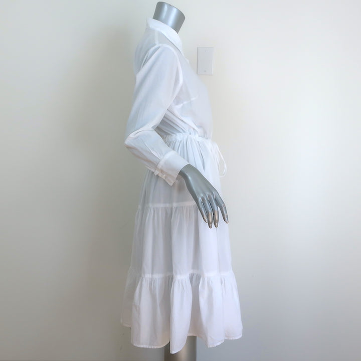 A Shirt Thing Scarlet Tiered Shirt Dress White Cotton Size Small