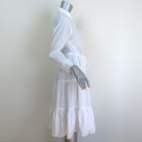 A Shirt Thing Scarlet Tiered Shirt Dress White Cotton Size Small