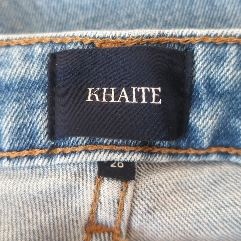 KHAITE Vivian Cropped Bootcut Jeans Blue Stretch Denim Size 26