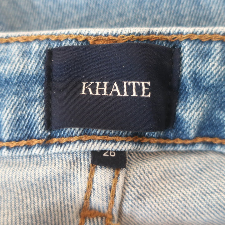 KHAITE Vivian Cropped Bootcut Jeans Blue Stretch Denim Size 26