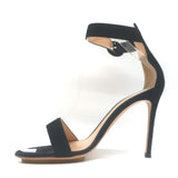 Gianvito Rossi Portofino 105 Ankle Strap Sandals Black Suede Size 37