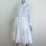 A Shirt Thing Scarlet Tiered Shirt Dress White Cotton Size Small