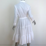 A Shirt Thing Scarlet Tiered Shirt Dress White Cotton Size Small