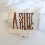 A Shirt Thing Scarlet Tiered Shirt Dress White Cotton Size Small