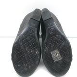 Chanel 16S Quilted Wedge Booties Black/Gold Size 36 Open Toe Ankle Boots