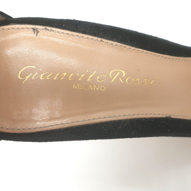 Gianvito Rossi Portofino 105 Ankle Strap Sandals Black Suede Size 37