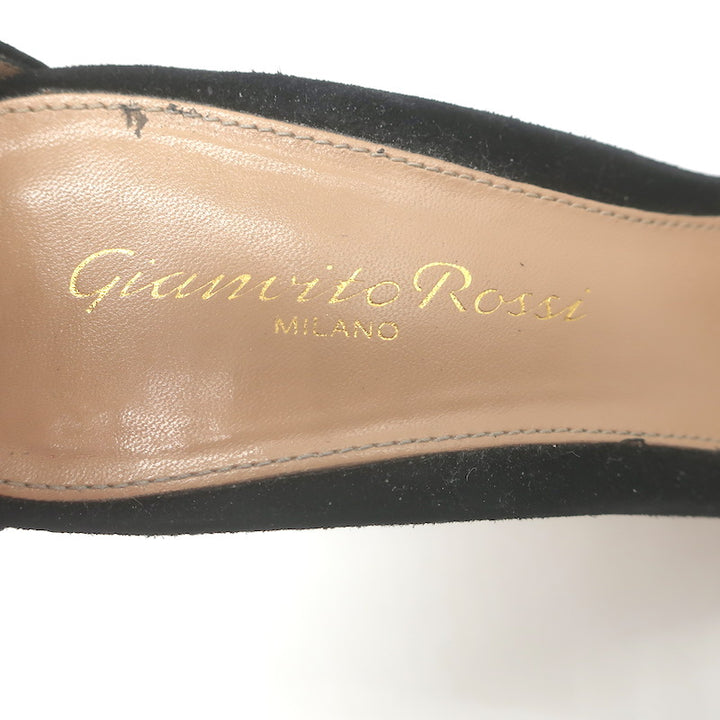 Gianvito Rossi Portofino 105 Ankle Strap Sandals Black Suede Size 37