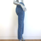KHAITE Benny Crop Flare Jeans Blue Stretch Denim Size 27