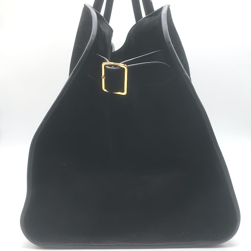 The Row Soft Margaux 15 Large Top-Handle Bag Black Suede NEW