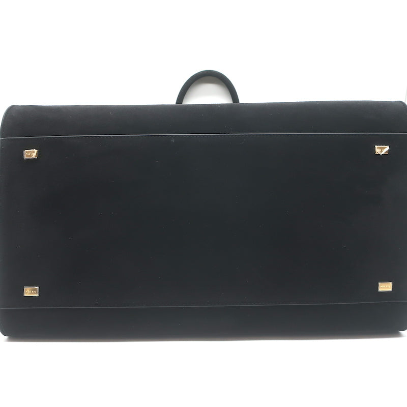 The Row Soft Margaux 15 Large Top-Handle Bag Black Suede NEW