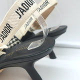 Christian Dior J'Adior Slingback Pumps Black & Cream Houndstooth Wool Size 36.5