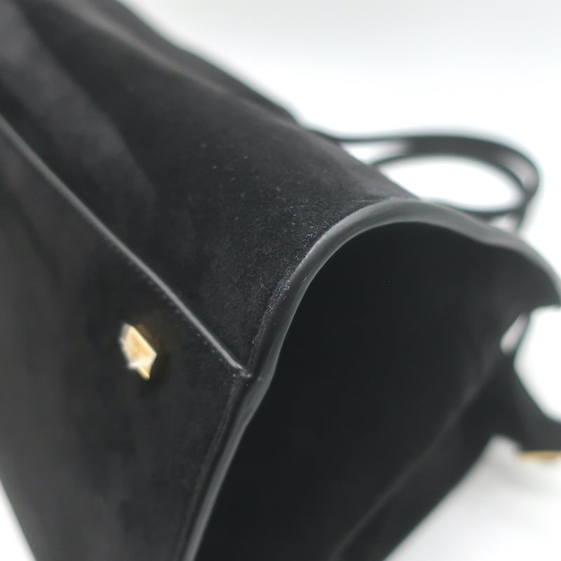 The Row Soft Margaux 15 Large Top-Handle Bag Black Suede NEW