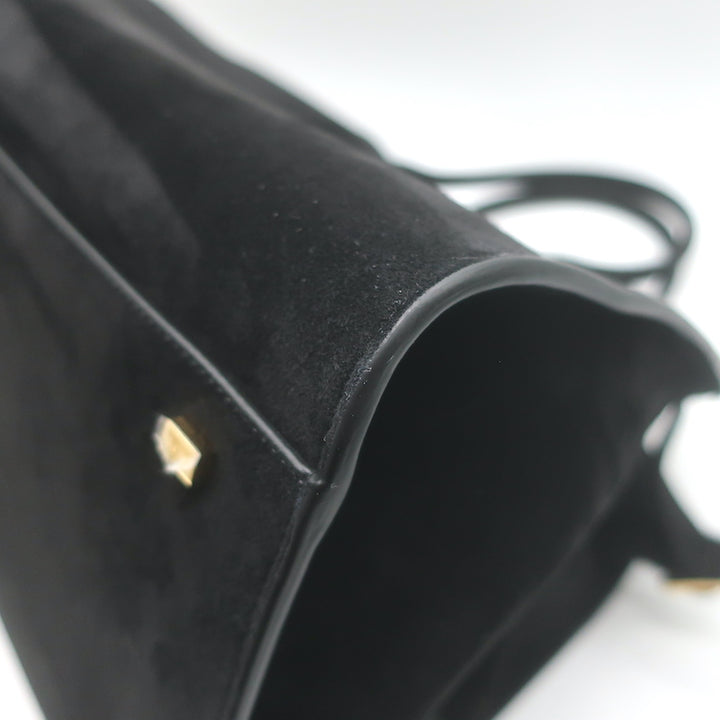 The Row Soft Margaux 15 Large Top-Handle Bag Black Suede NEW