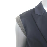 Brunello Cucinelli Monili-Trimmed Vest Black Stretch Wool Sateen Size 40