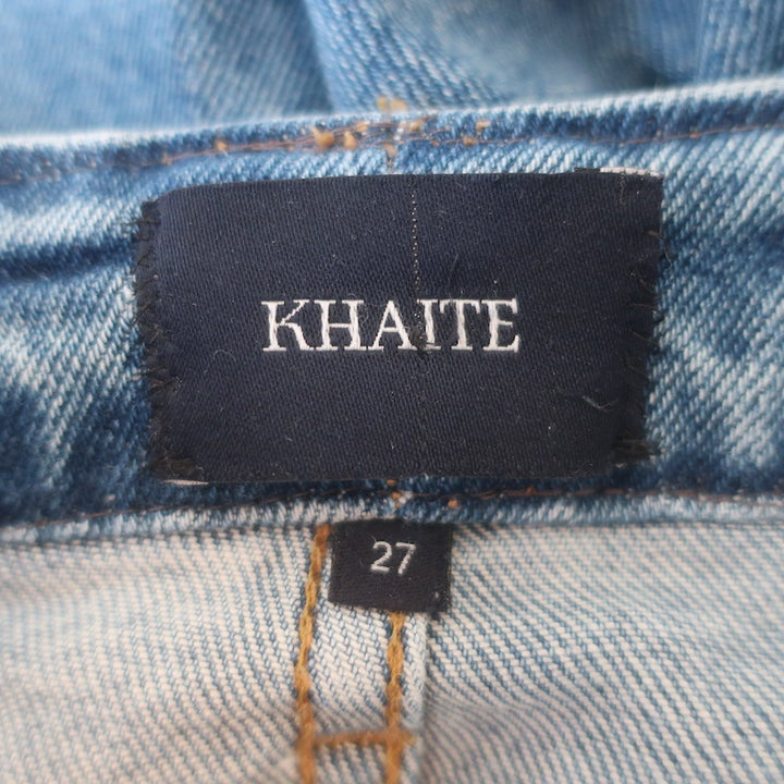 KHAITE Benny Crop Flare Jeans Blue Stretch Denim Size 27