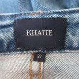 KHAITE Benny Crop Flare Jeans Blue Stretch Denim Size 27