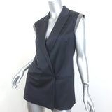 Brunello Cucinelli Monili-Trimmed Vest Black Stretch Wool Sateen Size 40