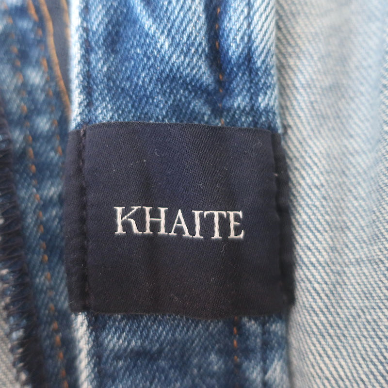 KHAITE Benny Crop Flare Jeans Blue Stretch Denim Size 27