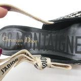 Christian Dior J'Adior Slingback Pumps Black & Cream Houndstooth Wool Size 36.5