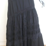 LoveShackFancy Idalia Lace-Trimmed Maxi Dress Black Silk Size 4