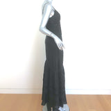 LoveShackFancy Idalia Lace-Trimmed Maxi Dress Black Silk Size 4