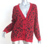 Anine Bing Justine Leopard Print Cardigan Red Cotton-Blend Size Small