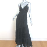 LoveShackFancy Idalia Lace-Trimmed Maxi Dress Black Silk Size 4