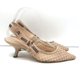 Christian Dior J'Adior Slingback Pumps Nude Mesh & Suede Size 36.5