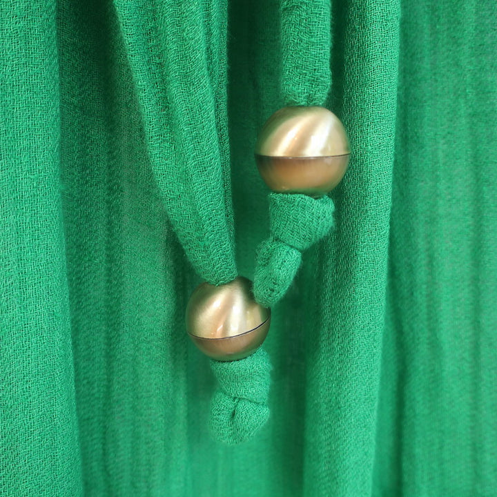 Lisa Marie Fernandez The Poet Belted Midi Dress Green Linen-Blend Size 1