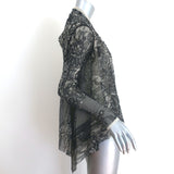 Fuzzi Jean Paul Gaultier Lace Print Mesh Draped Cardigan Black Size Small