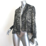 Fuzzi Jean Paul Gaultier Lace Print Mesh Draped Cardigan Black Size Small
