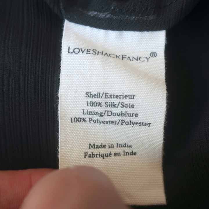 LoveShackFancy Idalia Lace-Trimmed Maxi Dress Black Silk Size 4