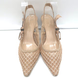Christian Dior J'Adior Slingback Pumps Nude Mesh & Suede Size 36.5