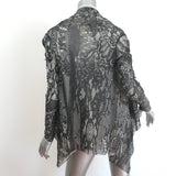 Fuzzi Jean Paul Gaultier Lace Print Mesh Draped Cardigan Black Size Small