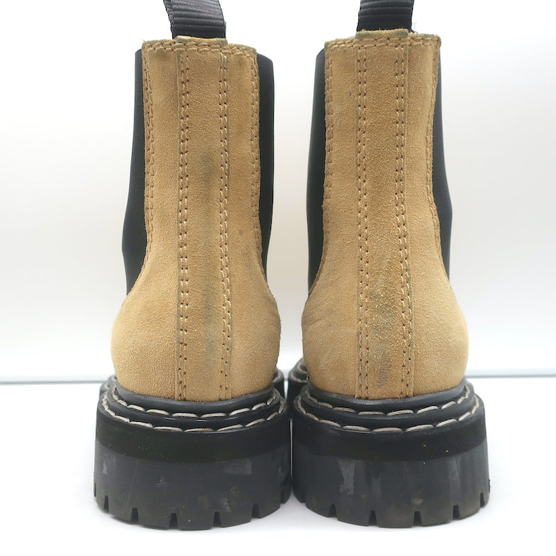 Proenza Schouler Chelsea Boots Beige Suede Size 38.5 Lug Sole Ankle Boots