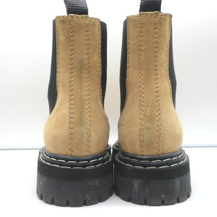 Proenza Schouler Chelsea Boots Beige Suede Size 38.5 Lug Sole Ankle Boots