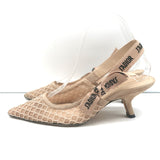 Christian Dior J'Adior Slingback Pumps Nude Mesh & Suede Size 36.5