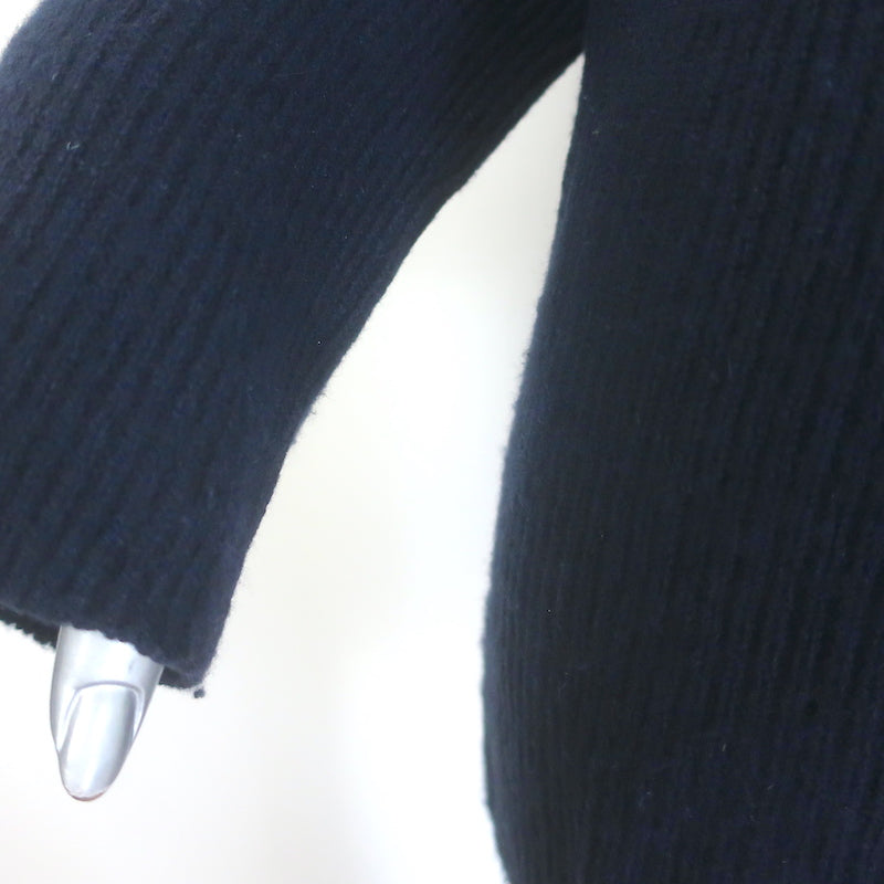 The Row Ribbed Knit Turtleneck Sweater Navy Wool-Cashmere Size Large