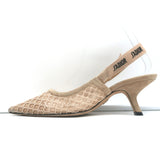 Christian Dior J'Adior Slingback Pumps Nude Mesh & Suede Size 36.5