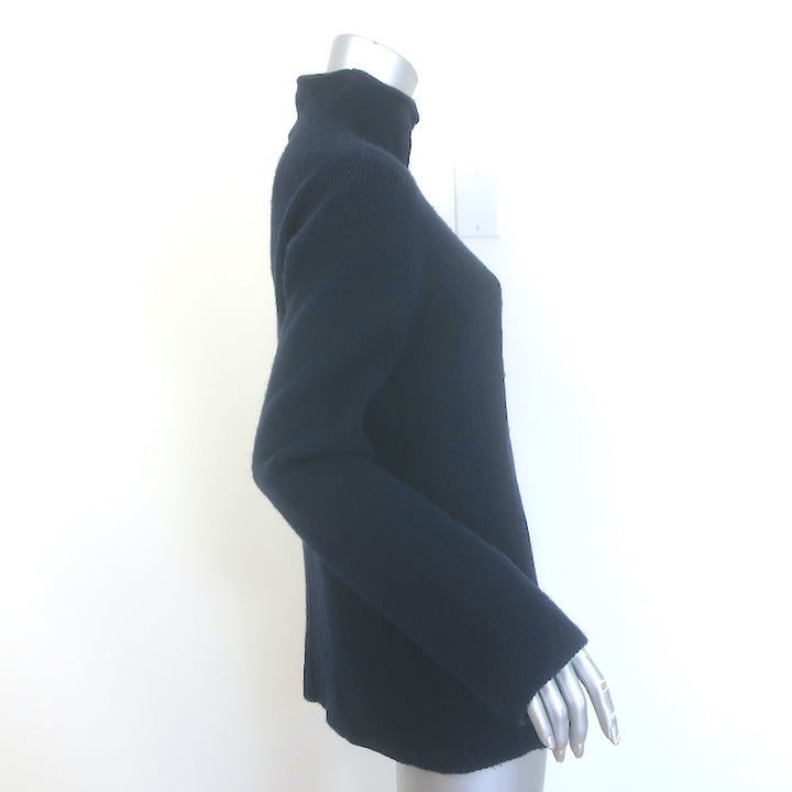 The Row Ribbed Knit Turtleneck Sweater Navy Wool-Cashmere Size Large