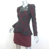 Alexander McQueen Lace Mini Peplum Dress Burgundy Crepe Size 42