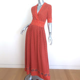 Ralph Lauren RRL Short Sleeve Maxi Dress Persimmon Printed Cotton-Linen Size 2