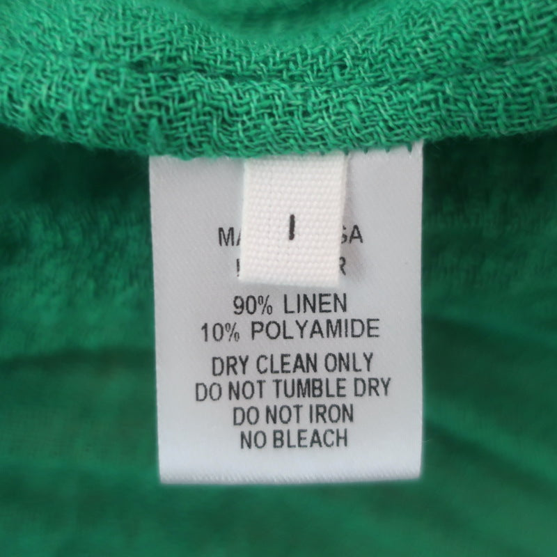 Lisa Marie Fernandez The Poet Belted Midi Dress Green Linen-Blend Size 1