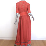 Ralph Lauren RRL Short Sleeve Maxi Dress Persimmon Printed Cotton-Linen Size 2