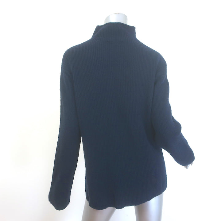 The Row Ribbed Knit Turtleneck Sweater Navy Wool-Cashmere Size Large