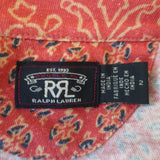 Ralph Lauren RRL Short Sleeve Maxi Dress Persimmon Printed Cotton-Linen Size 2