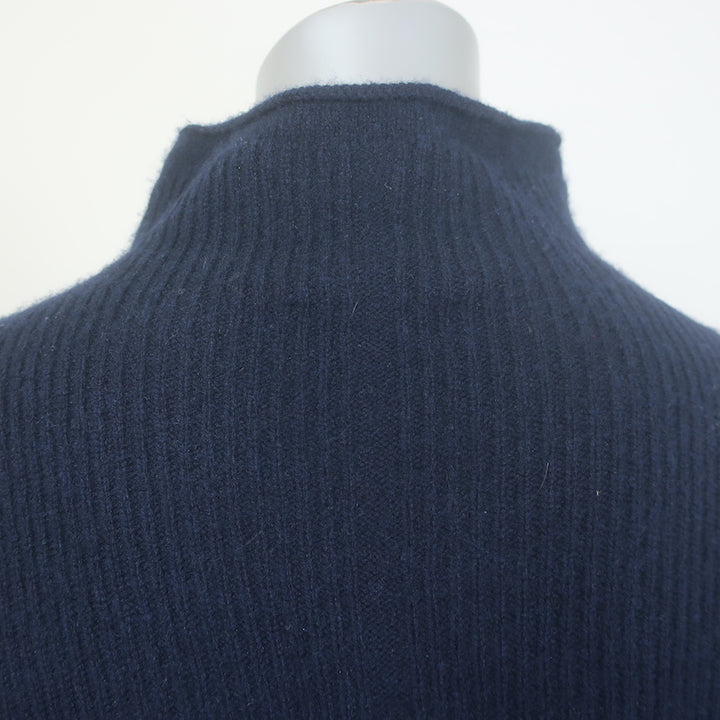 The Row Ribbed Knit Turtleneck Sweater Navy Wool-Cashmere Size Large